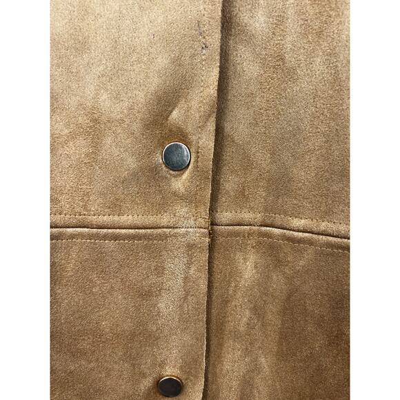 Zara Coat Womens Cognac Suede Oversized with Faux Fur‎ Trim Size Small - Picture 5 of 6